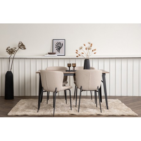 Tempe Spisebordssæt - Beige og Valnød