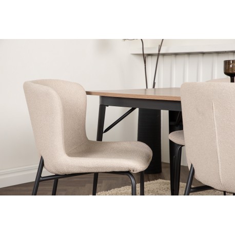 Tempe Spisebordssæt - Beige og Valnød