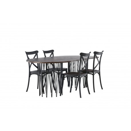 Spisebordssæt Stone med Crosett stole - Sort og Mocca