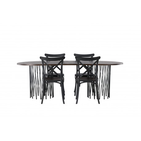 Spisebordssæt Stone med Crosett stole - Sort og Mocca