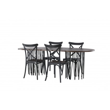 Spisebordssæt Stone med Crosett stole - Sort og Mocca