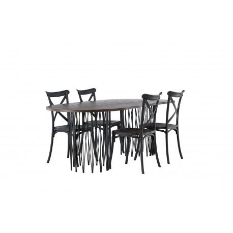 Spisebordssæt Stone med Crosett stole - Sort og Mocca