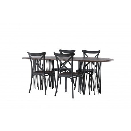 Spisebordssæt Stone med Crosett stole - Sort og Mocca