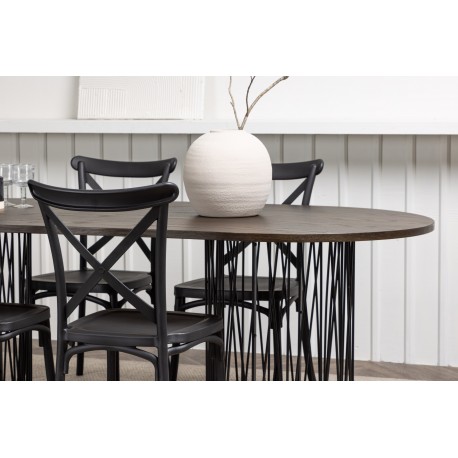 Spisebordssæt Stone med Crosett stole - Sort og Mocca