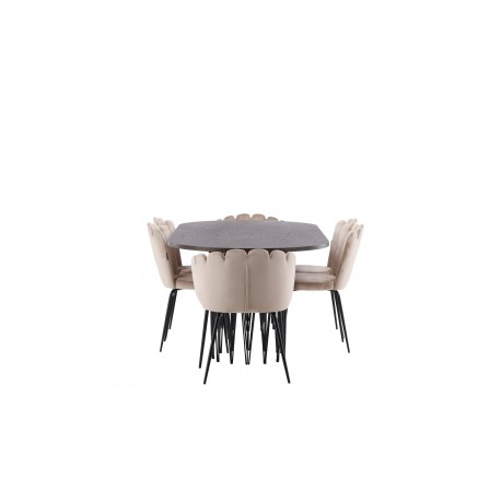 Sten Oval Spisebordssæt - Beige og Mocca