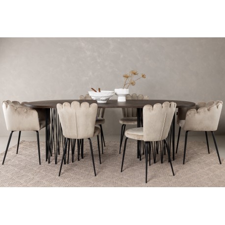Sten Oval Spisebordssæt - Beige og Mocca