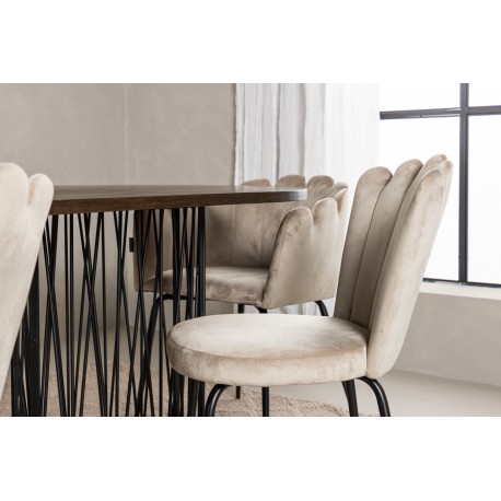 Sten Oval Spisebordssæt - Beige og Mocca