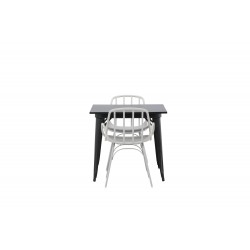 Spisebordssæt Tempe med Spisebordsstole Dyron - Sort og Gråbeige