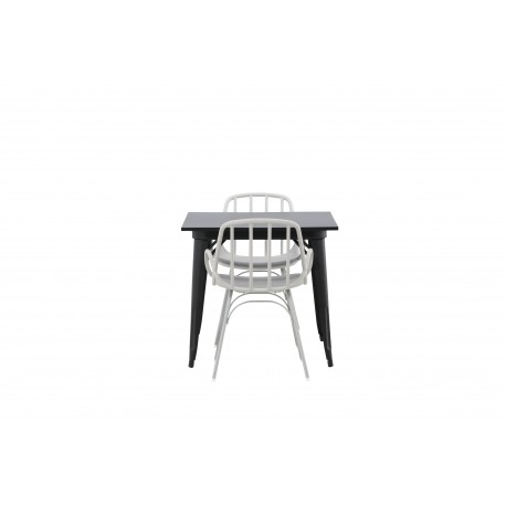 Spisebordssæt Tempe med Spisebordsstole Dyron - Sort og Gråbeige