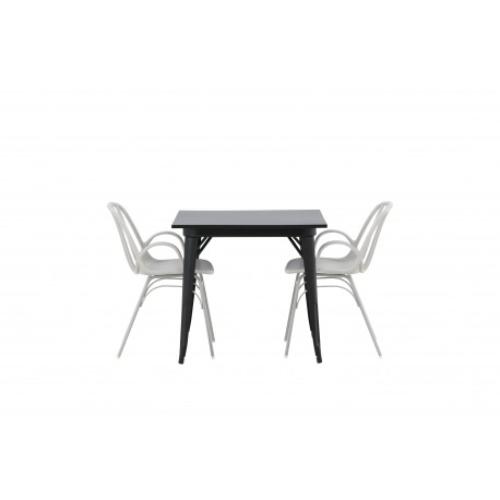 Spisebordssæt Tempe med Spisebordsstole Dyron - Sort og Gråbeige