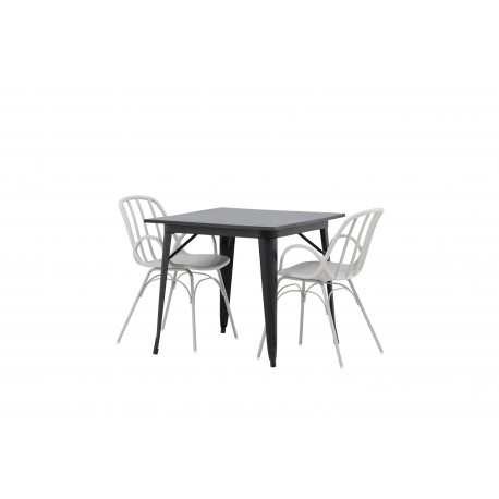 Spisebordssæt Tempe med Spisebordsstole Dyron - Sort og Gråbeige