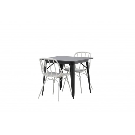 Spisebordssæt Tempe med Spisebordsstole Dyron - Sort og Gråbeige