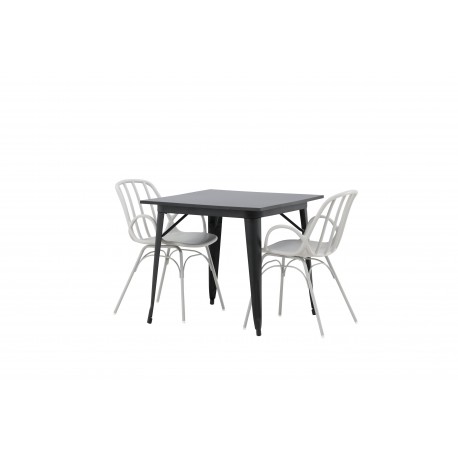 Spisebordssæt Tempe med Spisebordsstole Dyron - Sort og Gråbeige