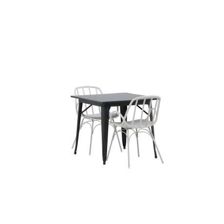 Spisebordssæt Tempe med Spisebordsstole Dyron - Sort og Gråbeige