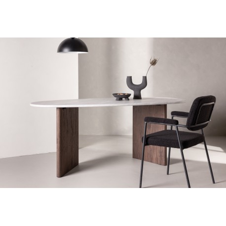 Gronvik Ovalt spisebord 180x90cm - Lysegrå og Mocca