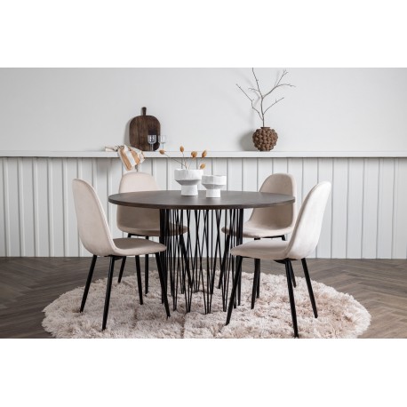 Stone Rundt Spisebordssæt - Beige og Mocca
