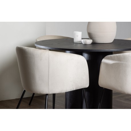Olivia Rund Spisebordssæt - Beige og Sort