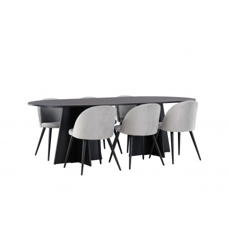 Spisebordssæt Bootcut med Spisebordsstole i Velour