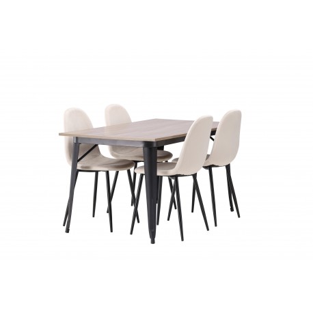 Tempe Spisebordssæt - Beige og Valnød