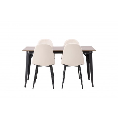 Tempe Spisebordssæt - Beige og Valnød