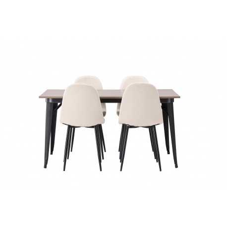 Tempe Spisebordssæt - Beige og Valnød