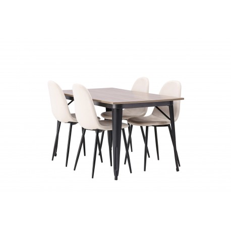 Tempe Spisebordssæt - Beige og Valnød