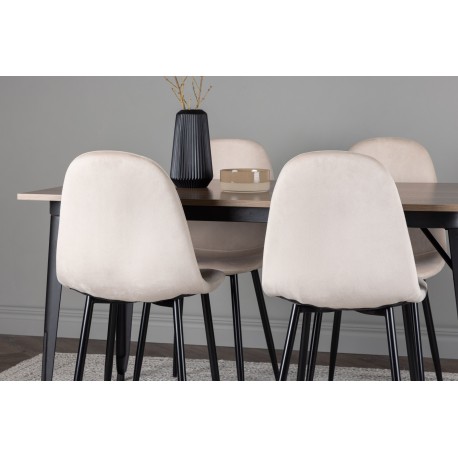 Tempe Spisebordssæt - Beige og Valnød