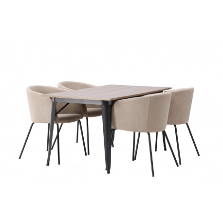 Tempe Spisebordssæt - Beige og Valnød