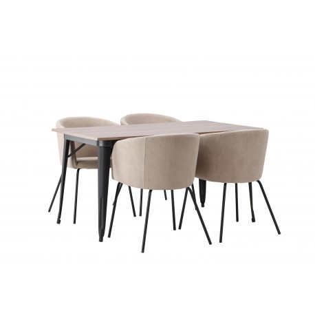 Tempe Spisebordssæt - Beige og Valnød