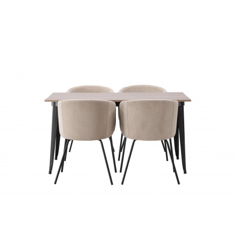 Tempe Spisebordssæt - Beige og Valnød