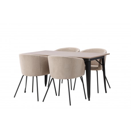 Tempe Spisebordssæt - Beige og Valnød