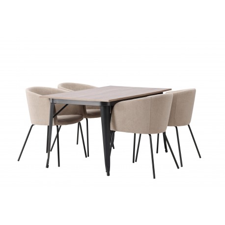 Tempe Spisebordssæt - Beige og Valnød