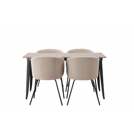 Tempe Spisebordssæt - Beige og Valnød
