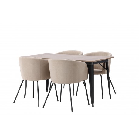 Tempe Spisebordssæt - Beige og Valnød