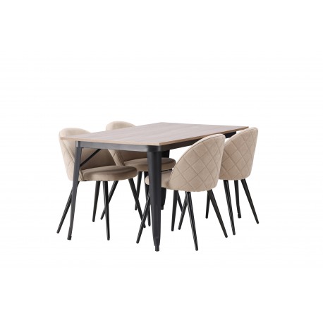 Tempe Spisebordssæt - Beige og Valnød