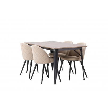 Tempe Spisebordssæt - Beige og Valnød