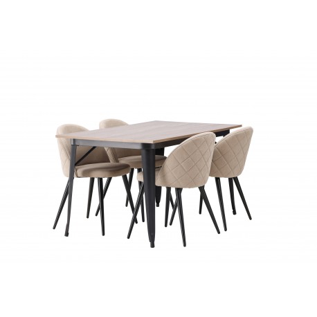 Tempe Spisebordssæt - Beige og Valnød