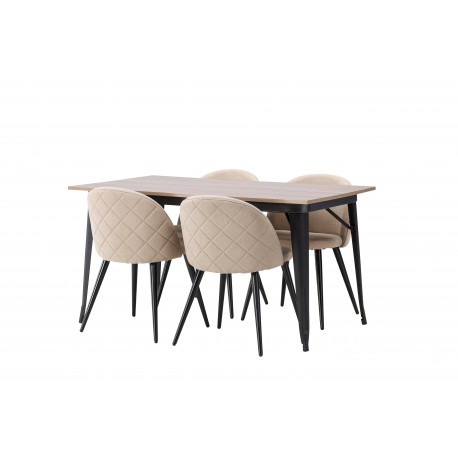 Tempe Spisebordssæt - Beige og Valnød