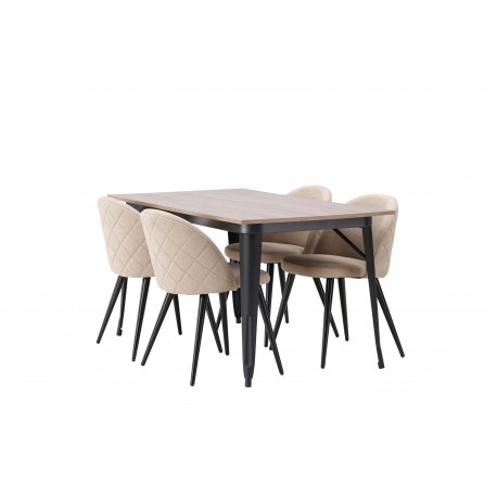Tempe Spisebordssæt - Beige og Valnød