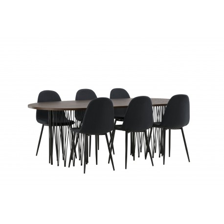 Stone Oval Spisebordssæt - Sort og Mocca