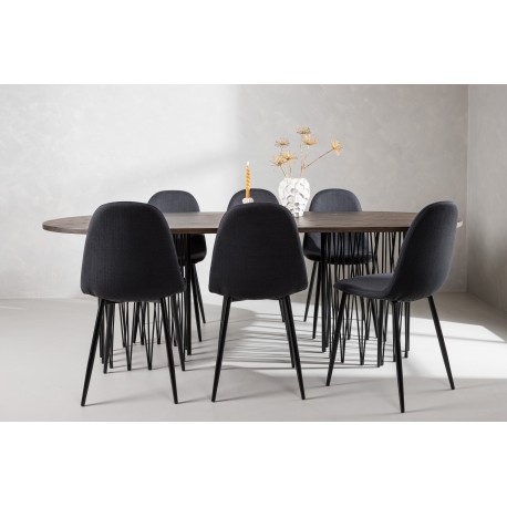 Stone Oval Spisebordssæt - Sort og Mocca
