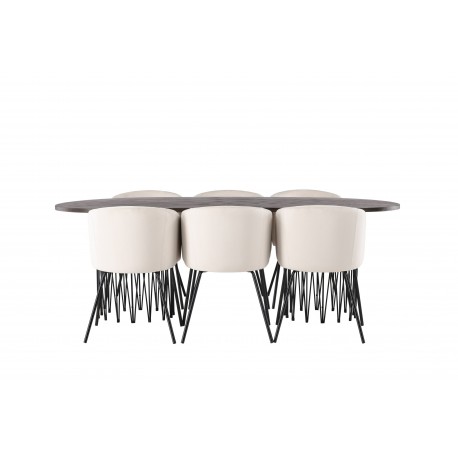 Spisestuesæt Stone med Berit Spisebordsstole - Beige og Mocca