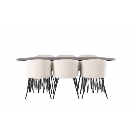 Spisestuesæt Stone med Berit Spisebordsstole - Beige og Mocca
