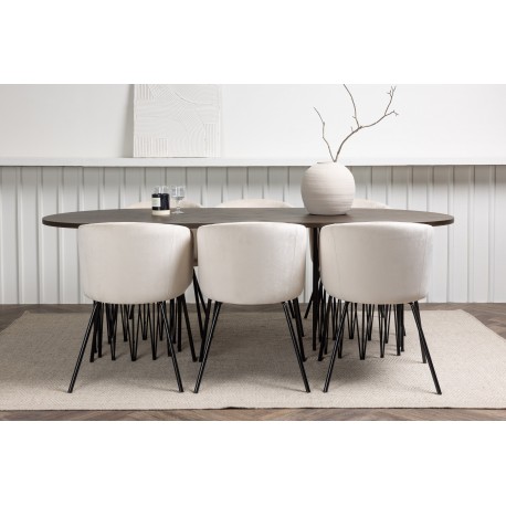 Spisestuesæt Stone med Berit Spisebordsstole - Beige og Mocca
