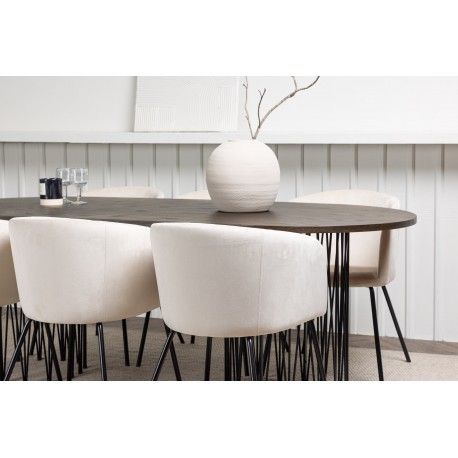 Spisestuesæt Stone med Berit Spisebordsstole - Beige og Mocca