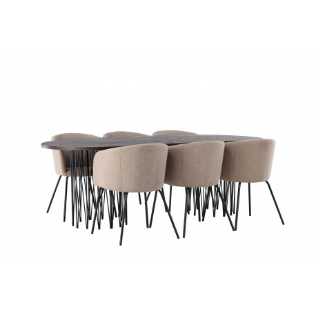 Spisebordssæt Sten med Berit Spisebordsstole - Beige og Mocca