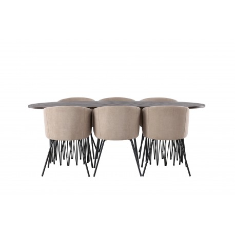 Spisebordssæt Sten med Berit Spisebordsstole - Beige og Mocca