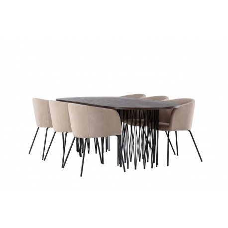 Spisebordssæt Sten med Berit Spisebordsstole - Beige og Mocca