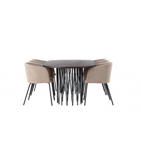 Spisebordssæt Sten med Berit Spisebordsstole - Beige og Mocca