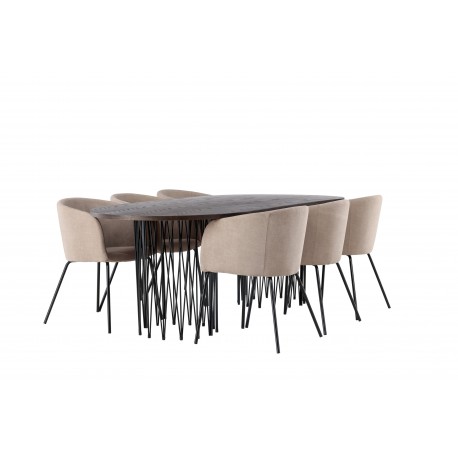 Spisebordssæt Sten med Berit Spisebordsstole - Beige og Mocca